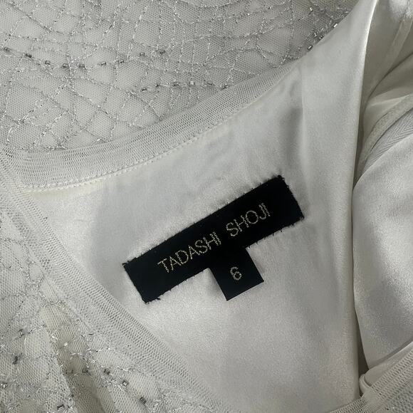 Tadashi Shoji Ivory Beaded Sheath Dress Women's Size 6 - Picture 4 of 5